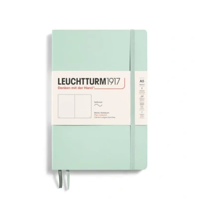 Image of LEUCHTTURM1917 367271 Notebook Medium (A5), Softcover, 123 Numbered Pages, Mint Green, Plain