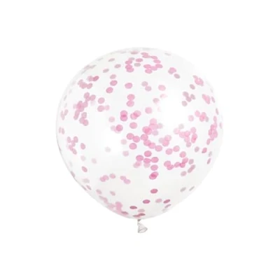 Image of Hot Pink Confetti Clear Latex Balloons (30cm) Pack of 6 Transparent Premium Latex, Perfect for Parties &amp; Celebrations