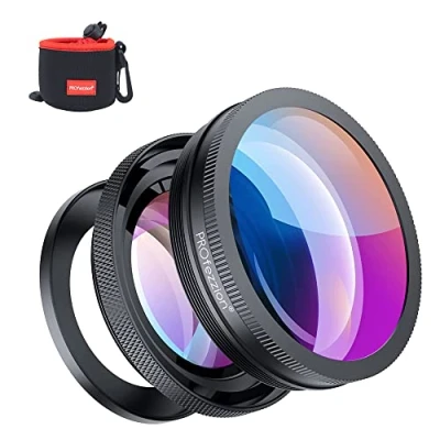 Image of PROfezzion Camera Wide Angle Lens with 10x Macro 2 in 1 Add on OSS Vlog for Sony ZV 1F RX100 VII VI V E10 A6400 A6300 A6100 A6000 Canon G7X Mark II III G5X