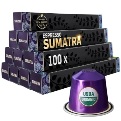 Image of Sumatra Single Origin Organic Coffee 100 Nespresso Compatible Pods Dark Roast
