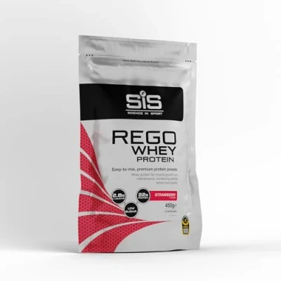 Image of Science In Sport REGO Whey Protein Powder Muscle Building &amp; Recovery with BCAA Amino Acids Delicious Strawberry Flavour, 460 Grams, 10 Servings