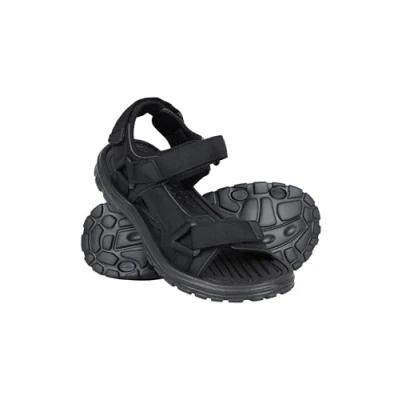 Image of Mountain Warehouse Crete Mens Sandals Durable Shoes, Sturdy Grip, Cushioned Footbed, Neoprene Lined, Hook &amp; Loop Straps Beach Shoes For Travel, Walking Black Adult Shoe Size 10