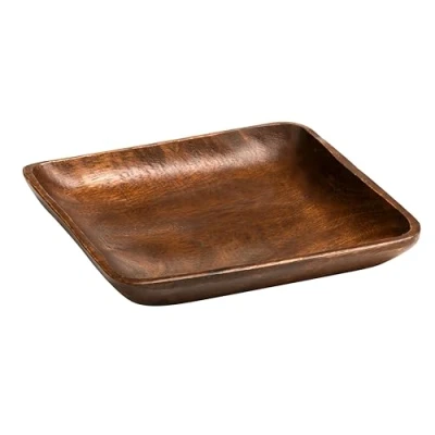 Image of Premier Housewares Acacia Wood Square Serving Dish, Brown, H4 x W25 D25cm