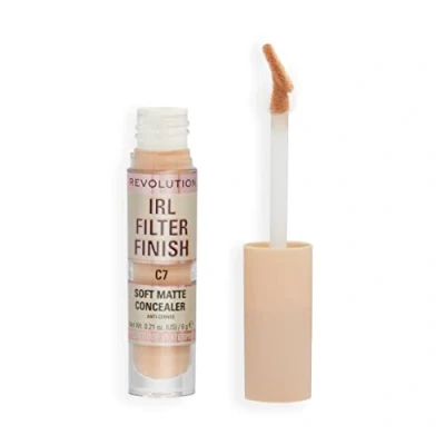 Image of Makeup Revolution IRL Filter Finish Concealer, Medium to Full Coverage, Matte Finish, C7, Skin Tones, 6g