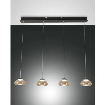 Image of Arabella LED Straight Bar Pendant Ceiling Light Amber Glass