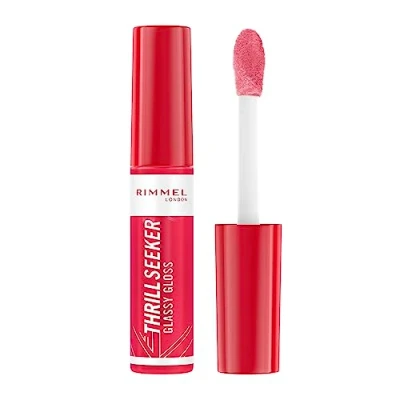 Image of Rimmel Thrillseeker Glassy Gloss 600 Berry Glace, Hydrating Shine, Hyaluronic Acid, Anti Oxidant Complex, Non Sticky, Big Applicator, Healthy Looking Lips, Delicious Scent, Vegan, Cruelty Free