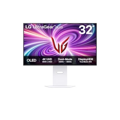 Image of LG UltraGear 4K OLED Gaming Monitor 32GS95UV, 32 inch, 4K, 240Hz / FHD 480Hz, 0.03ms Response Time, NVIDIA G Sync &amp; AMD FreeSync Premium Pro, 7W Stereo speakers, DisplayPort, HDMI, White