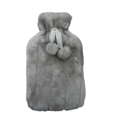 Image of Marco Paul Hot Water Bottle with Plush Cover 2 Litre Bag Winter Warmer Faux Fur Back Pain Relief Neck Chronic Period Leakproof Durable Safe (Grey)