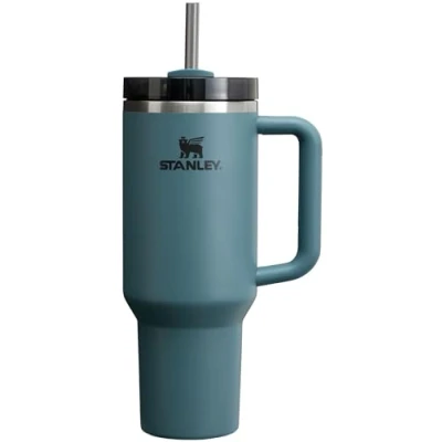 Image of Stanley Quencher H2.0 FlowState Stainless Steel Vacuum Insulated Tumbler with Lid and Straw for Water, Iced Tea or Coffee, Smoothie More, Blue Spruce, 40oz, 10 11824 055
