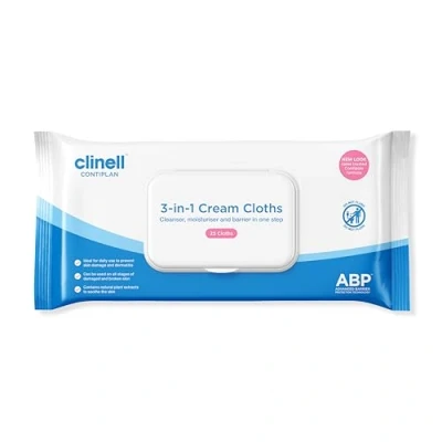Image of CONTIPLAN Incontinence Cleansing Cloths with Barrier Cream Pack of 24 25 per (600 Cloths) All in One Wipes Cleanses, Soothes and Moisturises
