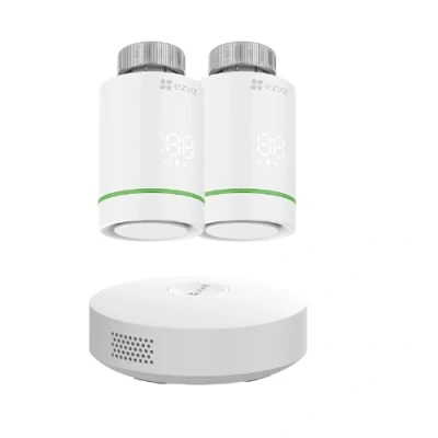 Image of EZVIZ Smart Radiator Thermostat Starter Kit, Wi Fi Valve, Home Gateway A3 Included, Multi Room Control, Save Energy &amp; Cost, Works with Alexa Google Home, DIY Installation (T55 Kit)