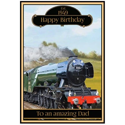 Image of Personalised Steam Train Birthday Card 2 Designs (The Flying Scotsman)