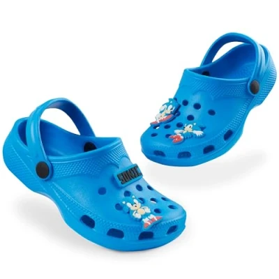 Image of SONIC THE HEDGEHOG Boys Clogs with Removable Rubber Charms Gamer Gifts (Blue, 12.5 UK)