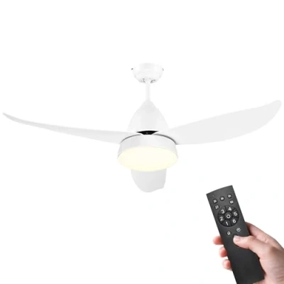 Image of HOMCOM Reversible Ceiling Fan with Light, 3 Blades Indoor Modern Mount White LED Lighting Remote Controller, for Bedroom, Living Room,
