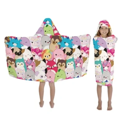 Image of Squishmallows Kids Bath/Pool/Beach Soft Cotton Terry Hooded Towel Wrap, 24 in x 50 in, by Franco