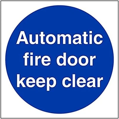 Image of V Safety Fire Door &amp; Mandatory Automatic Keep Clear 100 X 100mm