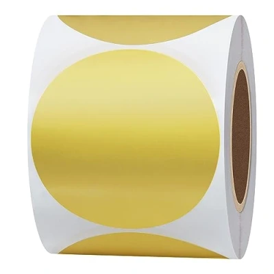 Image of Hylabelest Round Metallic Foil Golden Labels 2 Inch Color Coding Dots Stickers Total 300 Per Roll (Golden)