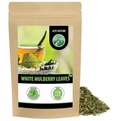 Image of Mulberry Leaf Tea (125g, 4.4 oz), Cut, Gently Dried, 100% Pure and Natural for Preparation of Tea,