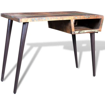 Image of vidaXL Reclaimed Wood Desk with Iron Legs