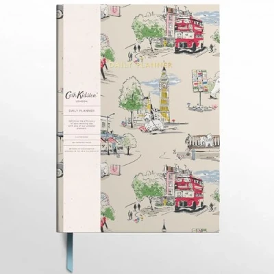 Image of Cath Kidston Daily Planner Notebook A5 To Do List 288 Page Undated Organiser Hourly Planner, Notes 2024 Diary for New Job, Home or University Billie Goes London