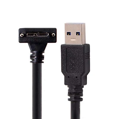 Image of CY Micro USB Screw Mount to 3.0 Data Cable for Point Grey Chameleon Camera 3m 90 Degree Down Angled
