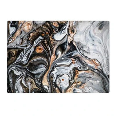 Image of Black Gold White Marble Kitchen Worktop Protector Saver Glass Chopping Board