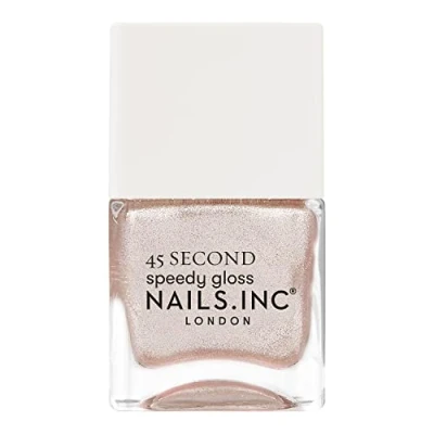 Image of Nails 45 Second Speedy Gloss Keeping It Real In Kensington 14ml, Shimmery Pink Nail Polish