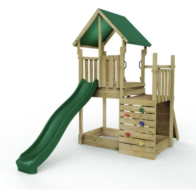 Image of Rebo® Modular Wooden Climbing Frame Adventure Playset M3 Ramp OutdoorToys Weather resistant Kids&#039; Outdoor Garden Play Equipment, Children&#039;s Jungle Gym