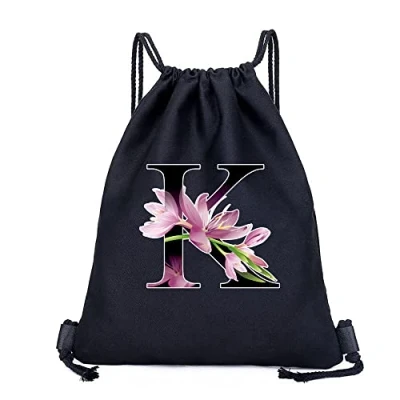Image of Drawstring Gym Bag, String Swim PE Bag,Large Sports Backpack Bags for Women Men, Travel Beach School Bag with Waterproof Kids,Boys,Girls Men (Flower color K)