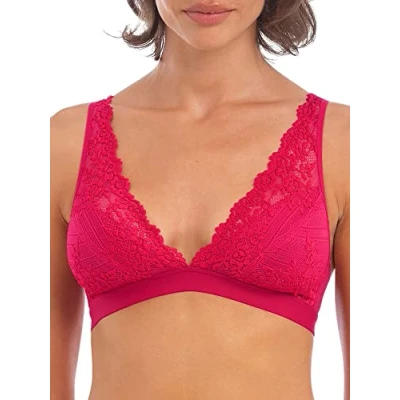 Image of Wacoal Women&#039;s Embrace Lace Wire Free Soft Cup Bralette Bra, Persian Red, UK 6