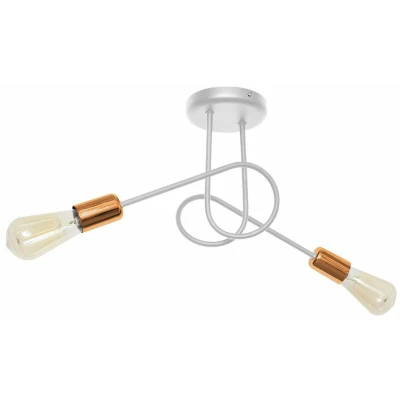 Image of Helam Oxford Multi Arm Semi Flush Ceiling Light White, Copper 38cm