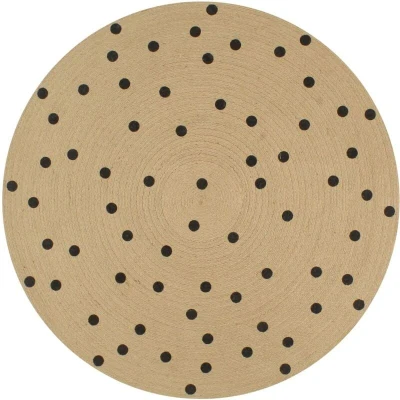 Image of vidaXL Handmade Rug Jute with Print Polka Dot 150 cm