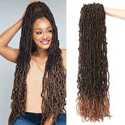 Image of Crochet Faux Locs Hair Extensions for Black Women Butterfly Soft Braids Goddess (36Inch(Pack of 7), T27)