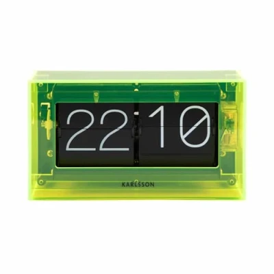 Image of Karlsson Table Clock Boxed Flip Acrylic Neon Yellow