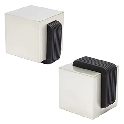 Image of WAGNER Doorstop Steel Cube 40 x 45 mm, Design Buffer Made of Industry with Stainless Look + Soft Thermostatic Rubber, to be Screwed on Floors, mounting Material Included 15516211