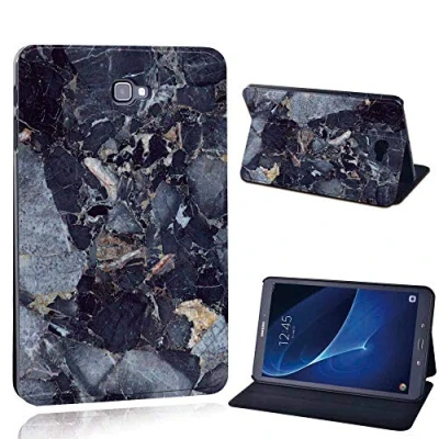 Image of FINDING Case Fit Samsung Galaxy Tab A A6 10.1 T580 T585 Tablet Printed PU Flip Leather Smart Lightweight Shell Stand Cover for (dark blue grey marble)