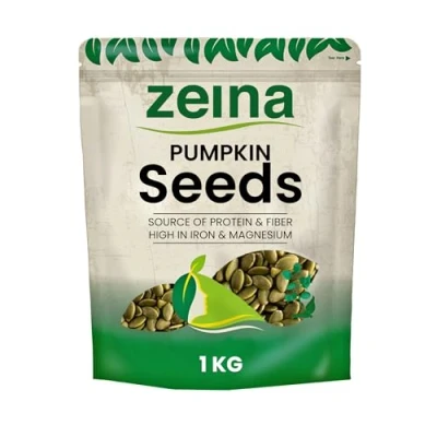 Image of Zeina Pumpkin Seeds (1Kg) Ready to Eat Naturally Gluten Free and Vegan Approved Raw Seed Kernels with Protein, Fibre, Minerals