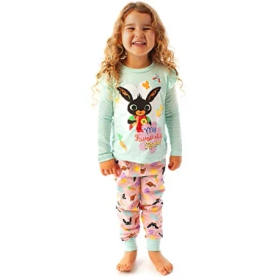 Image of Bing Pyjamas Girls Bunny &amp; Sula Long Sleeve T Shirt Trousers PJs It&#039;s A Thing Cbeebies Kids Pajamas 4 5 Years Multicoloured
