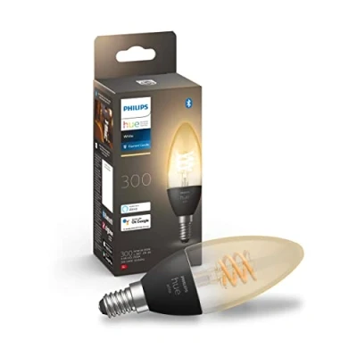 Image of Philips Hue White Filament Single Smart LED Bulb [E14 Small Edison Screw]. Works with Alexa, Google Assistant and Apple Homekit