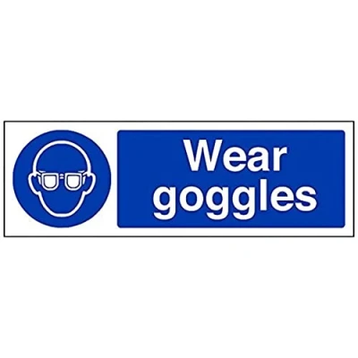 Image of VSafety Wear Goggles PPE Sign Landscape 300mm x 100mm Self Adhesive Vinyl