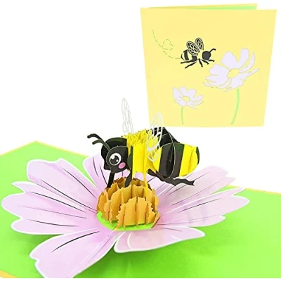 Image of PopLife Honey Bee 3D Pop Up Mother’s Day Card Gardener’s Birthday, Happy Anniversary, Valentine&#039;s Day, Congratulations, Get Well Soon for Wife, Mom, Grandma, Friend, Daughter, Sister