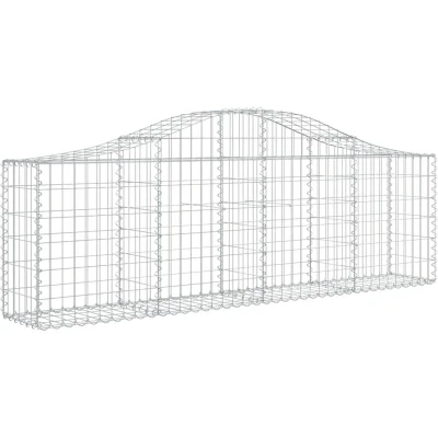 Image of vidaXL Arched Gabion Baskets 2 pcs 200x30x60/80 cm Galvanised Iron