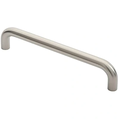Image of Round D Bar Pull Handle 22mm Dia 300mm Fixing Centres Satin Stainless Steel Tubular Design Suitable for Lightweight Internal Doors Cabinet, Wardrobe, Cupboard Door