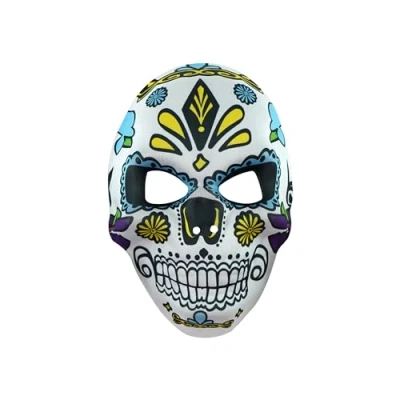 Image of SRV Hub Candy Skull Face Mask, Sugar Design for Festivals, Halloween and More Colorful, Comfortable Stylish Unisex, One Size Fits Most