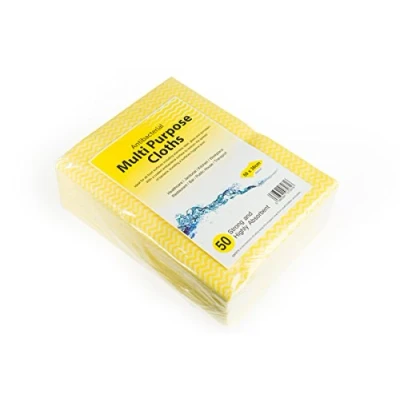 Image of Pack of 50 x Antibacterial Multi Purpose Cleaning Cloth Red / Yellow Green Blue Medium Sized by WE CAN SOURCE IT (YELLOW)