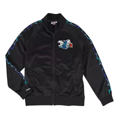 Image of Mitchell &amp; Ness Charlotte Hornets Taped Mens Track Jacket Black Textile Size X Small