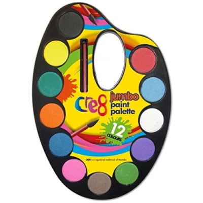Image of Cre8, Childrens Water Colour Paint Palette &amp; Brush Set, 12 Colour.