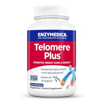 Image of Enzymedica, Telomere Plus, Cellular Support, Dietary Supplement, 30 Capsules, Vegetarian, Gluten Free, Soy Free