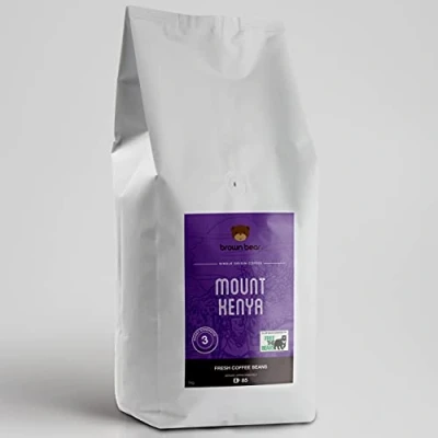 Image of Kenyan Medium Roast Coffee Beans 1kg Brown Bear Mount Kenya For All Machines Strength 3 Donation to Free The Bears