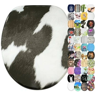 Image of Sanilo Soft Close Toilet Seat, Wide Choice of Beautiful Seats, Stable Hinges, Easy to Mount (Cow Spots)